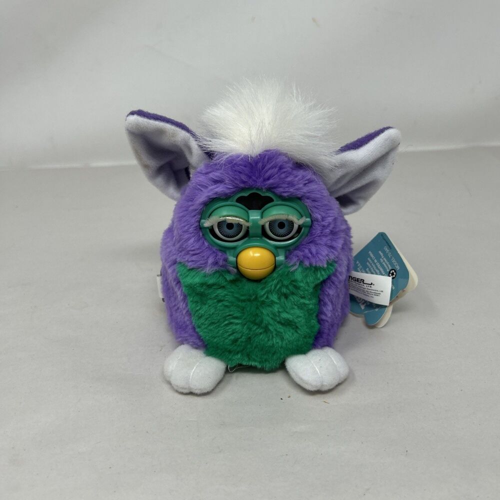 VTG 1999 Furby Babies Purple & Green Tested Working w/ Tags No Box